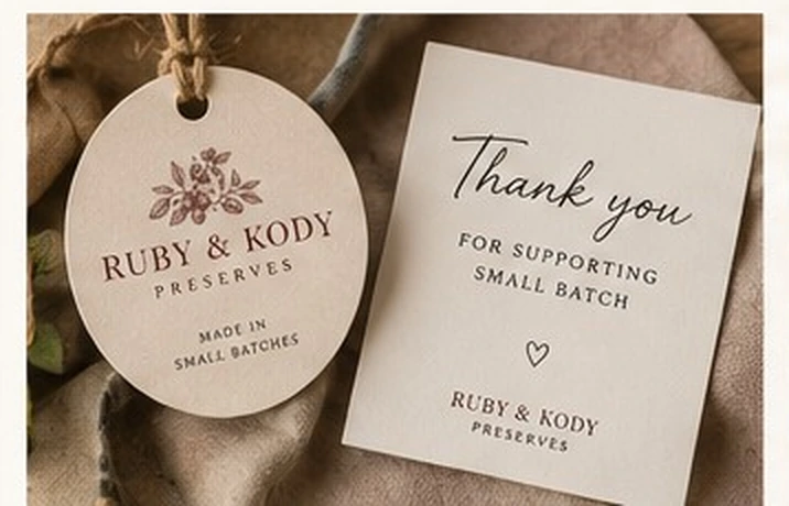 Ruby and Kody hang tag and handwritten thank you card